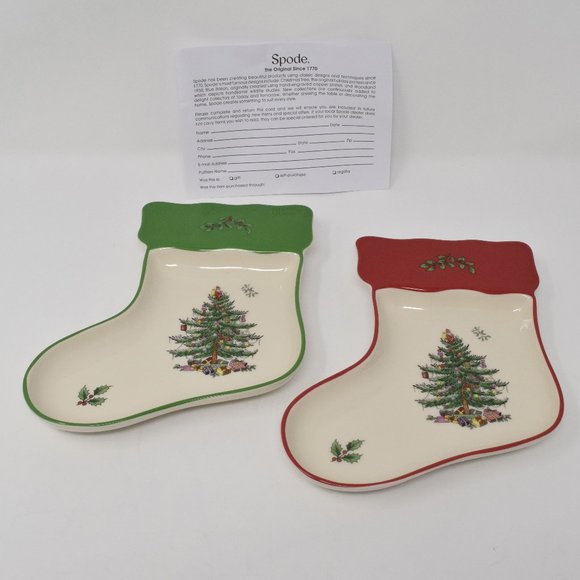 Spode Christmas Tree Stocking Dishes New in Box - Picture 6 of 11